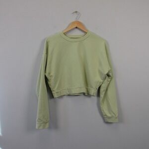 Reformation Sweater Cropped Sweatshirt Women S Green 100% Organic Cotton 376